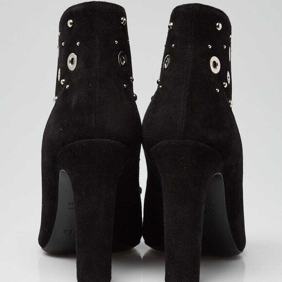 Hermes Black Suede Goatskin Parade Lace Up Ankle Boots Size 6/36.5 - Picture 4 of 5